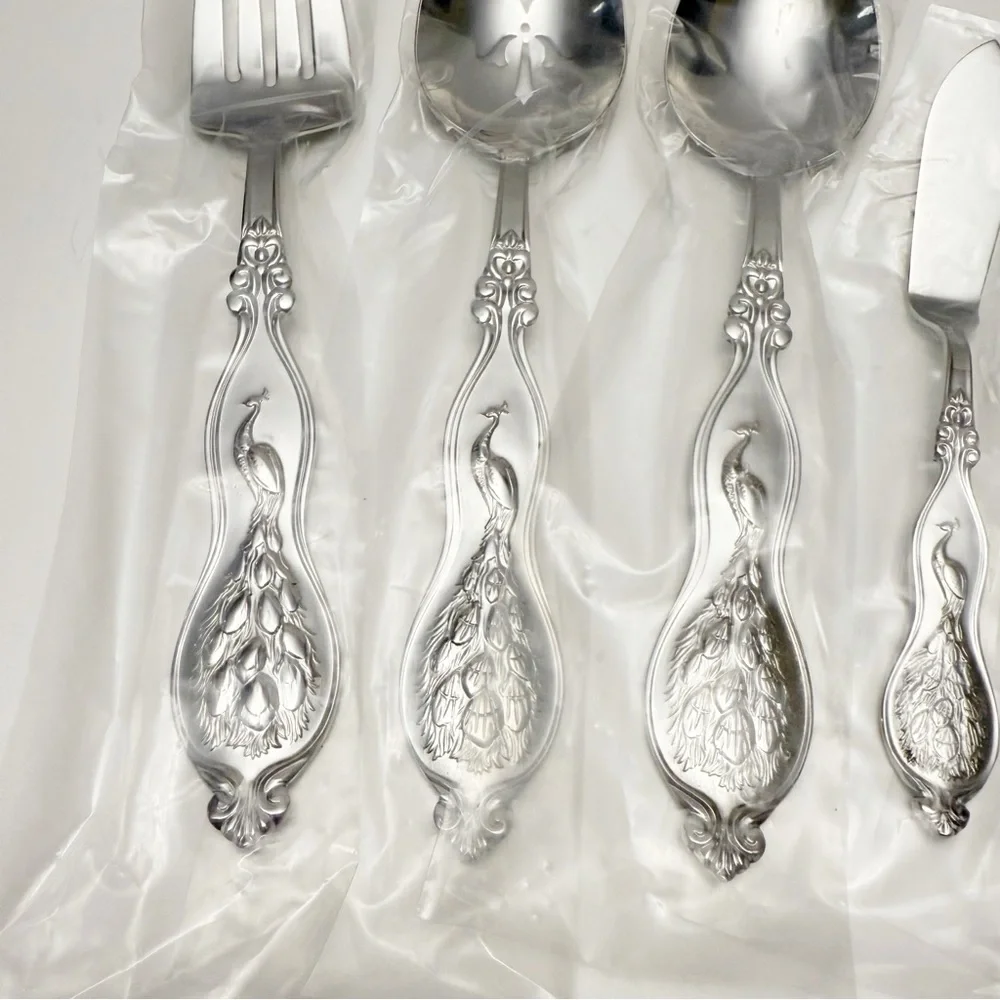 Wallace Peacock 5 Piece Serving Hostess Set Stainless Steel 18/10 NEW